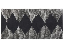 Cotton Area Rug 80x150cm Black and White