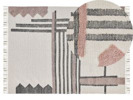 Rectangular Cotton Area Rug 140x200cm Beige and Black