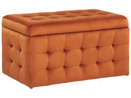 Velvet Storage Ottoman Orange MICHIGAN