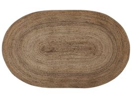 Oval Jute Area Rug 100x150cm Beige