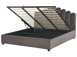 Velvet EU Super King Size Ottoman Bed Taupe VINCENNES