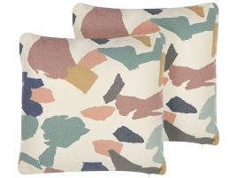 Set of 2 Cushions Abstract Pattern 45x45cm Multicolour