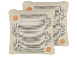Set of 2 Cushions Geometric Pattern 45x45cm Multicolour