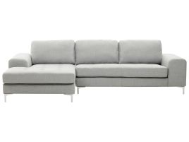 Right Hand Fabric Corner Sofa Light Grey KIRUNA