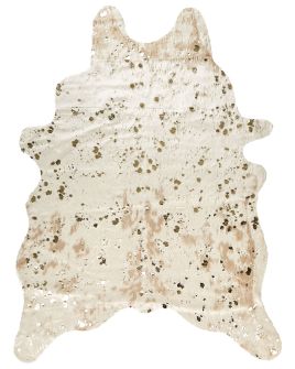 Faux Cowhide Area Rug with Spots 150x200cm Beige with Gold