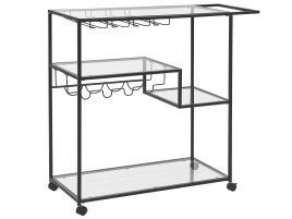 Metal Drinks Trolley with Glass Top Black MARCOLA