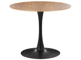 Round Dining Table âŒ€ 90 cm Light Wood with Black BOCA