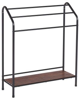 Towel Stand with Shelf 72 x 85 cm Black and Dark Wood MURIVA