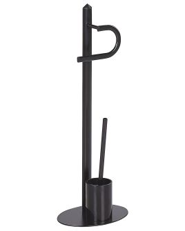 Freestanding Toilet Paper and Brush Holder Black SARTO