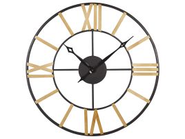 Iron Skeleton Wall Clock 80cm Black and Gold