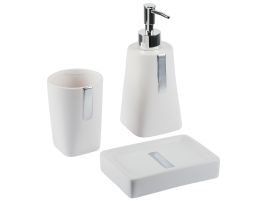 Ceramic 3-Piece Bathroom Accessories Set Beige SONANA