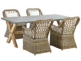 4 Seater Rattan Garden Dining Set Natural MAROS/OLBIA