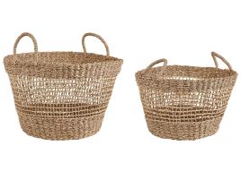 Set of 2 Seagrass Baskets Natural