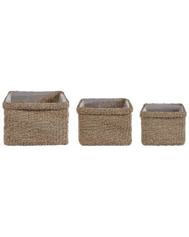 Set of 3 Seagrass Plant Pots Baskets Natural RIVULINE