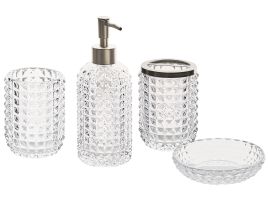 Glass 4-Piece Bathroom Accessories Transparent TAPIA