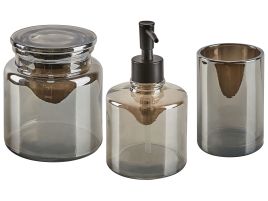 Glass 3-Piece Bathroom Accessories Set Grey MANAGUA