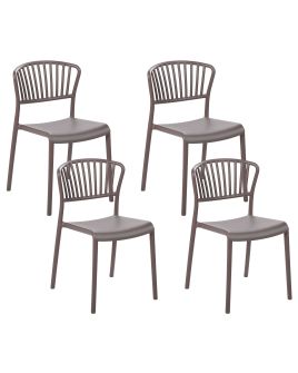 Set of 4 Plastic Dining Chairs Taupe GELA