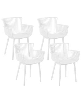 Set of 4 Plastic Dining Chairs White PESARO