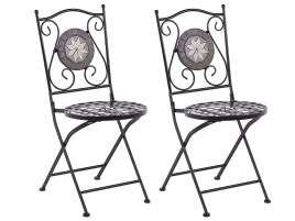 Set of 2 Metal Garden Chairs Black CARIATI