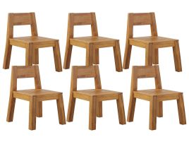Set of 6 Acacia Wood Garden Chairs LIVORNO