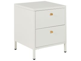 2 Drawer Steel Bedside Table White KYLEA