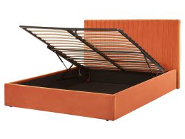 Velvet EU King Size Ottoman Bed Orange VION