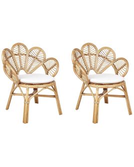 Set of 2 Rattan Peacock Chairs Natural FLORENTINE II