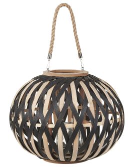 Bamboo Candle Lantern 37 cm Natural and Black BESAH