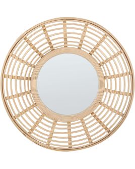 Bamboo Round Wall Mirror 60cm Natural