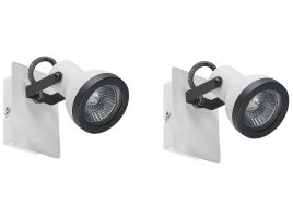 Set of 2 Metal Spotlight Lamps White and Black BARO