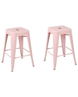 Set of 2 Steel Stools 60 cm Pink CABRILLO