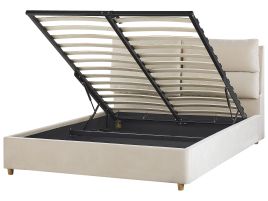 Velvet EU Double Size Ottoman Bed Light Beige BATILLY