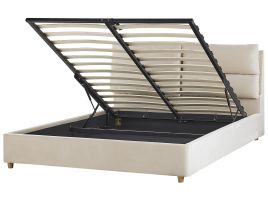 Velvet EU King Size Ottoman Bed Light Beige BATILLY