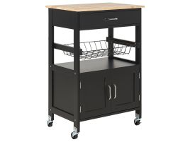 Kitchen Storage Trolley Light Wood with Black LUGO
