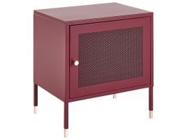 Mesh Door Steel Bedside Table Dark Red OSSETT