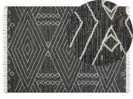 Cotton Area Rug 140x200cm Black and White