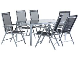 6 Seater Metal Garden Dining Set Black CATANIA