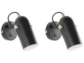 Set of 2 Metal Spotlight Lamps Black TYRIA