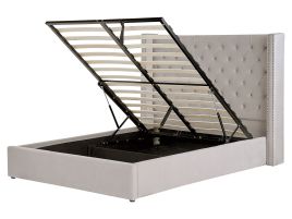 Velvet EU King Size Ottoman Bed Light Grey LUBBON