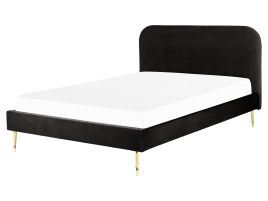 Velvet EU King Size Bed Black FLAYAT