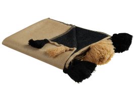 Blanket 130 x 170 cm Beige and Black THUMKI
