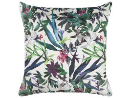 Velvet Cushion Leaf Pattern 45x45cm Green