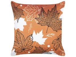 Velvet Cushion Leaf Pattern 45x45cm Orange