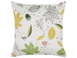 Velvet Cushion Leaf Pattern 45x45cm Off - White