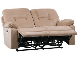 2 Seater Velvet LED Electric Recliner Sofa with USB Port Beige BERGEN
