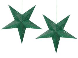 Set of 2 LED Hanging Glitter Stars 60 cm Green MOTTI