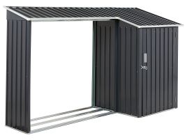 Steel Garden Shed with Log Store Grey AOSTA