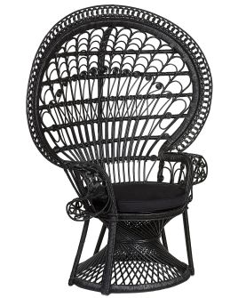 Rattan Peacock Chair Black EMMANUELLE