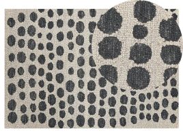 Wool Area Rug 140x200cm Beige and Black