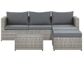Left Hand 5 Seater PE Rattan Modular Garden Sofa Set Grey SABBIA